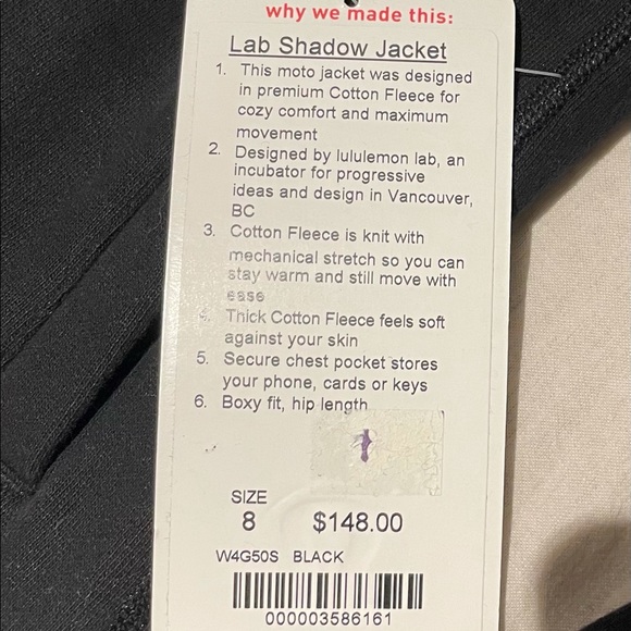 lululemon Black Lab Jacket-Size 8 - Picture 3 of 4